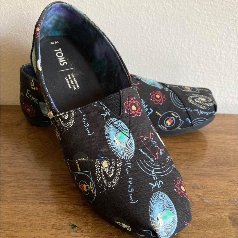 Like New TOMS Classic Slip Ons Cosmic Glow In The Dark Shoes Size 10
